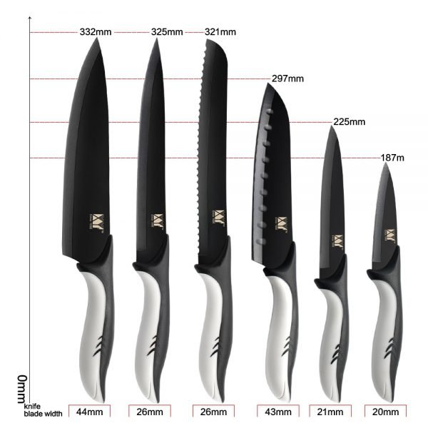 XYj Kitchen Cooking Stainless Steel Knives Tools Black Blade Paring Utility Santoku Chef Slicing Bread Kitchen Accessories Tools - Image 3