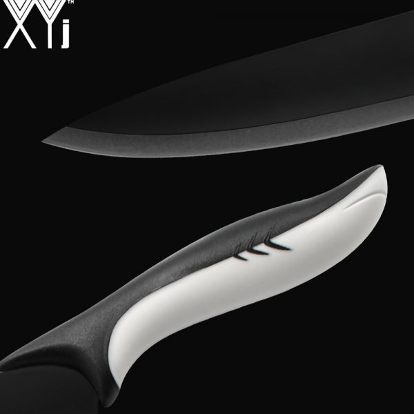 XYj Kitchen Cooking Stainless Steel Knives Tools Black Blade Paring Utility Santoku Chef Slicing Bread Kitchen Accessories Tools - Image 6