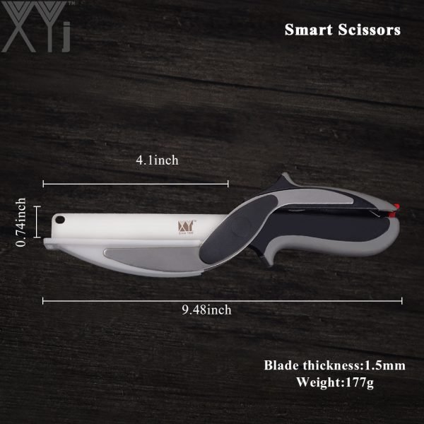 XYj Stainless Steel Kitchen Scissors 2 in 1 Cutting Board Kitchen Chopper Clever Fruit Vegetable Scissors Multifunctional Cutter - Image 3