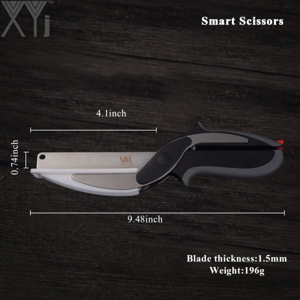 XYj Stainless Steel Kitchen Scissors 2 in 1 Cutting Board Kitchen Chopper Clever Fruit Vegetable Scissors Multifunctional Cutter - Image 4