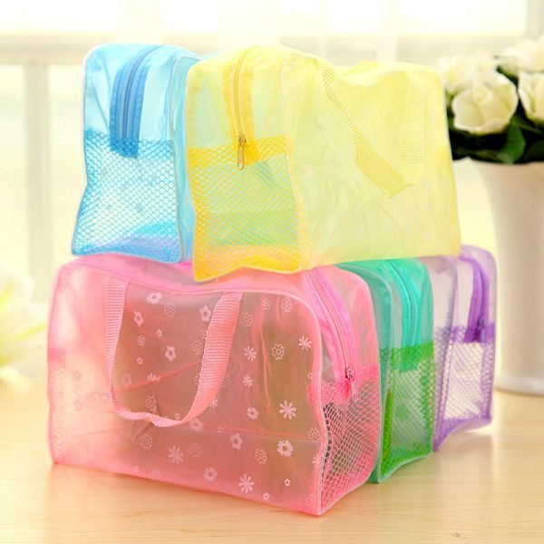 eTya 5 Colors Make Up Organizer Bag Toiletry Bathing Storage Bag women waterproof Transparent Floral PVC Travel cosmetic bag - Image 2