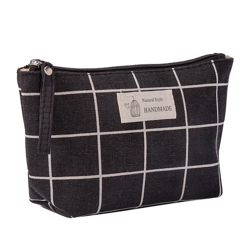 eTya Women Plaid Travel Cosmetic Bag Makeup Bags Handbag Female Zipper Purse Small Make Up Bags Travel Beauty Organizer Pouch - Image 2