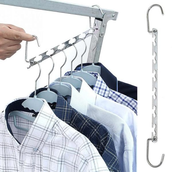 1Pcs 37cm Multifunctional Space Saving Metal Hangers with Hook Magic 6 Hole Clothes Closet Organizer Iron Clothes Drying Rack - Image 4