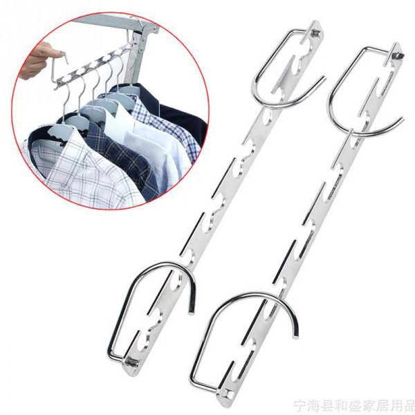 1Pcs 37cm Multifunctional Space Saving Metal Hangers with Hook Magic 6 Hole Clothes Closet Organizer Iron Clothes Drying Rack