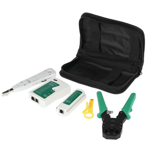 4-in-1 Network Computer Maintenance Repair Tools Kit RJ45 RJ11 Cable Tester Crimper Wire Stripper Punch Down Impact Tool Set Bag - Image 2