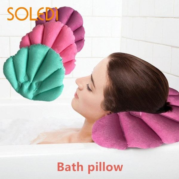 40* 30cm Spa Inflatable Bath Pillow Soft Bathroom Pillow Shell Shaped Neck Bathtub Cushion  Bathroom Accessories