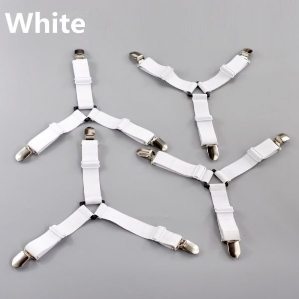 4Pcs/Set Bed Sheet Clip Bed sheet Belt Fastener Mattress  Elastic Non-slip Clip  Blanket Gripper White and Black - Image 2