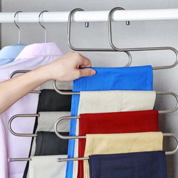 5 layers S Shape MultiFunctional Clothes Hangers Pants Storage Hangers Cloth Rack Multilayer Storage Cloth Hanger 1PC - Image 3