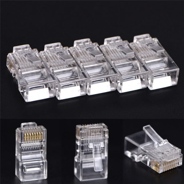 50 PCS Good Sale RJ45 CAT5 Crystal Network Modular Connector Plug 8P8C For Computers