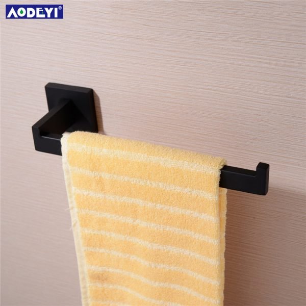 AODEYI Bathroom Hardware Set Black Robe Hook Towel Rail Rack Bar Shelf Paper Holder Toothbrush Holder Bathroom Accessories - Image 4