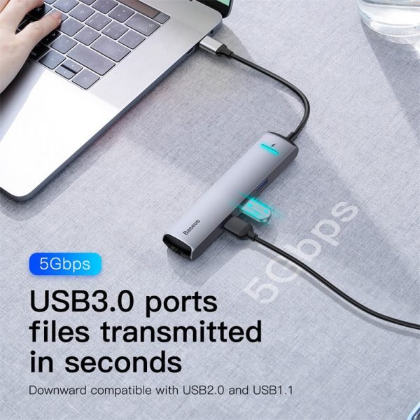 Baseus 6in1 HUB Adapter USB Type C to USB 3.0 HDMI RJ45 for MacBook Pro HUB USB Splitter for Huawei Matebook Computer Accessory - Image 4