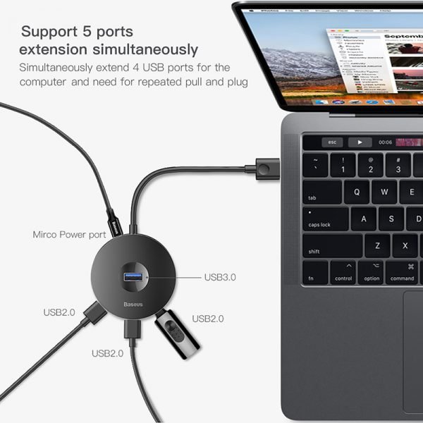 Baseus Multi USB 3.0 / Type C HUB to USB3.0 + 3 USB2.0 for Macbook Pro HUB Adapter for Huawei P20 Computer Hard Drive Accessory - Image 2