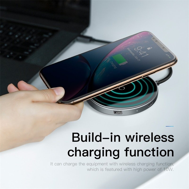 Baseus USB Type C HUB to USB 3.0 + USB2.0 for Macbook Pro HUB Adapter Qi Wireless Charger for iPhone XS Max Computer Accessory - Image 6