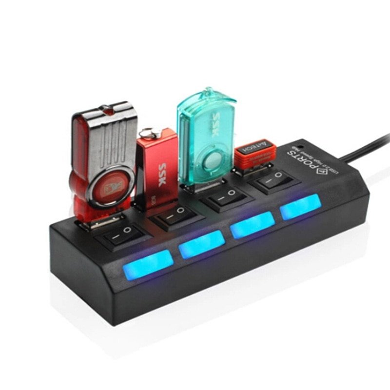 NEW High Speed USB Hub Mini 4 Ports LED USB 2.0 Hub 480 Mbps Hub USB On/Off Switch For PC Laptop Computer Peripheral Accessorie - Image 5