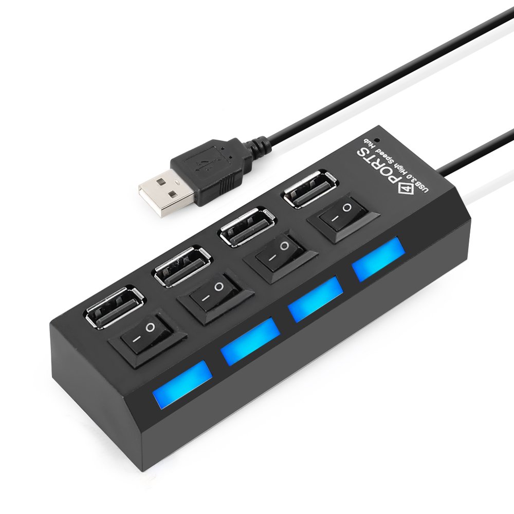 NEW High Speed USB Hub Mini 4 Ports LED USB 2.0 Hub 480 Mbps Hub USB On/Off Switch For PC Laptop Computer Peripheral Accessorie