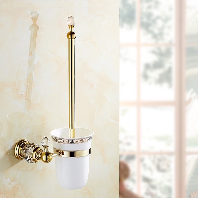 Paper Holder Crystal Solid Brass Gold Washroom Robe Hook Soap Holder Towel Bar Towel bar Cup Holder Bathroom Accessories HK-40 - Image 5