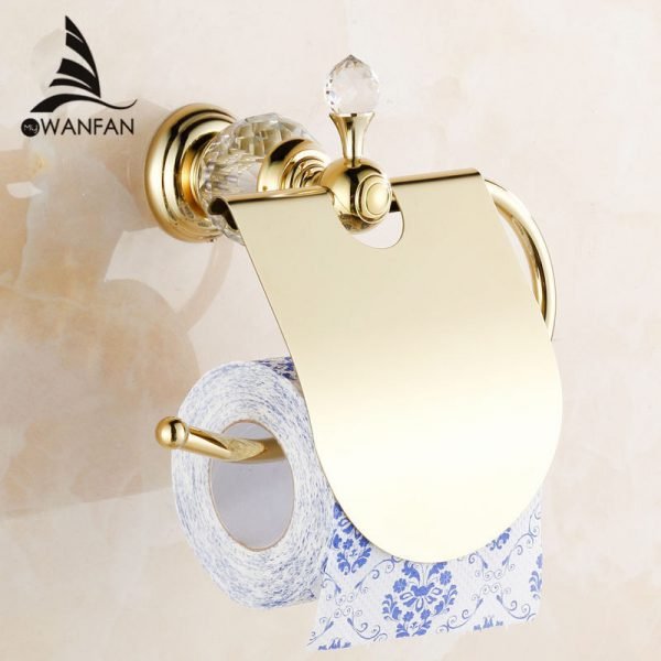 Paper Holder Crystal Solid Brass Gold Washroom Robe Hook Soap Holder Towel Bar Towel bar Cup Holder Bathroom Accessories HK-40