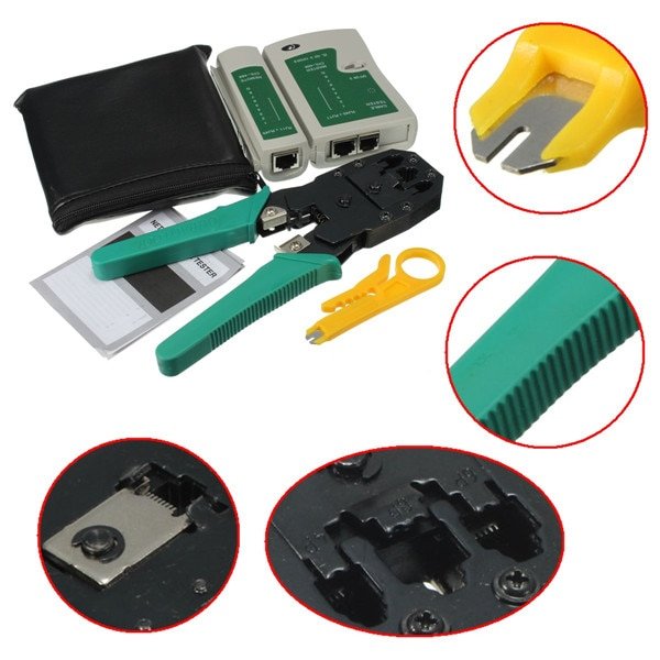 Portable 3 in 1 High Speed RJ45 RJ11 RJ12 CAT5/E LAN Network Kit Utp Cable Tester Plier Crimper Plug Clamp Computer HandTool Set