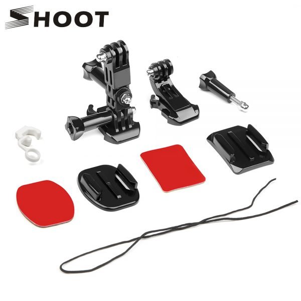 SHOOT Front Side Helmet Accessories Set J-shaped Buckle Base Support Mount for GoPro Hero 5 6 7 4 Xiaomi Yi 4K SJCAM Go Pro Kits
