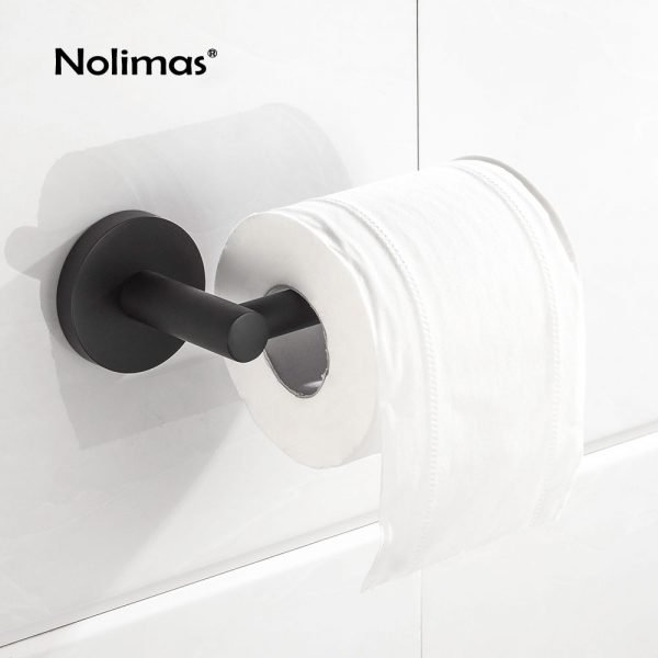 SUS304 Stainless Steel Bathroom Hardware Set Black Matte Paper Holder Robe Hook Toothbrush Holder Towel Bar Bathroom Accessories - Image 5
