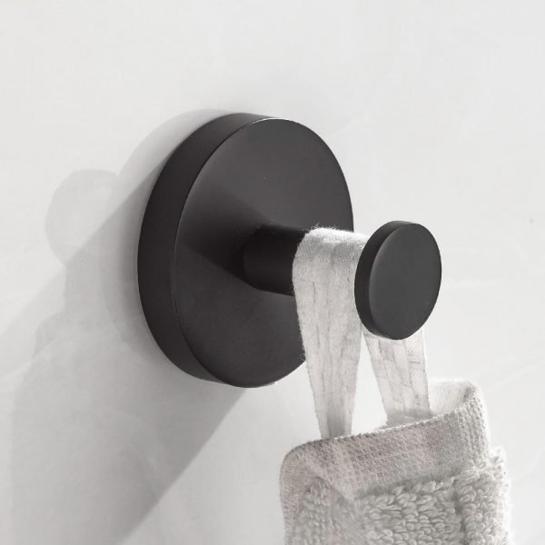 SUS304 Stainless Steel Bathroom Hardware Set Black Matte Paper Holder Robe Hook Toothbrush Holder Towel Bar Bathroom Accessories - Image 6