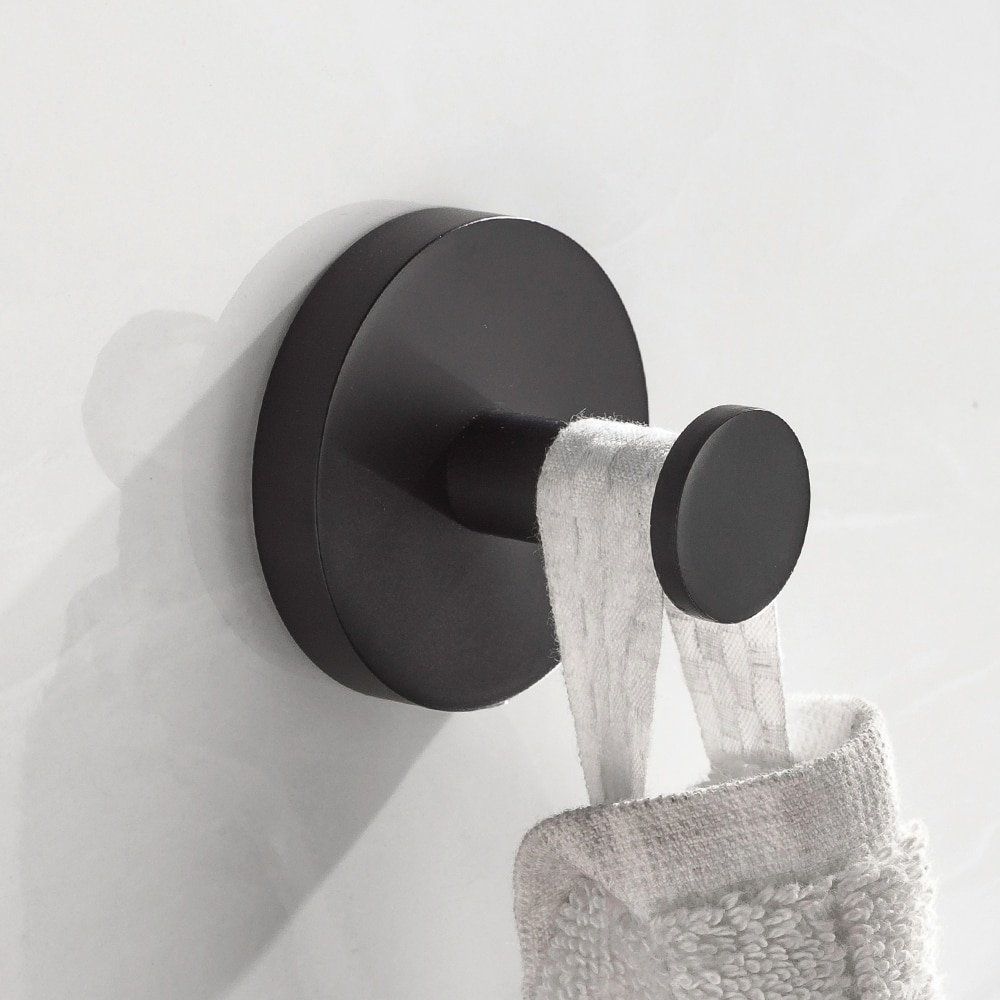 SUS304 Stainless Steel Bathroom Hardware Set Black Matte Paper Holder Robe Hook Toothbrush Holder Towel Bar Bathroom Accessories - Image 6
