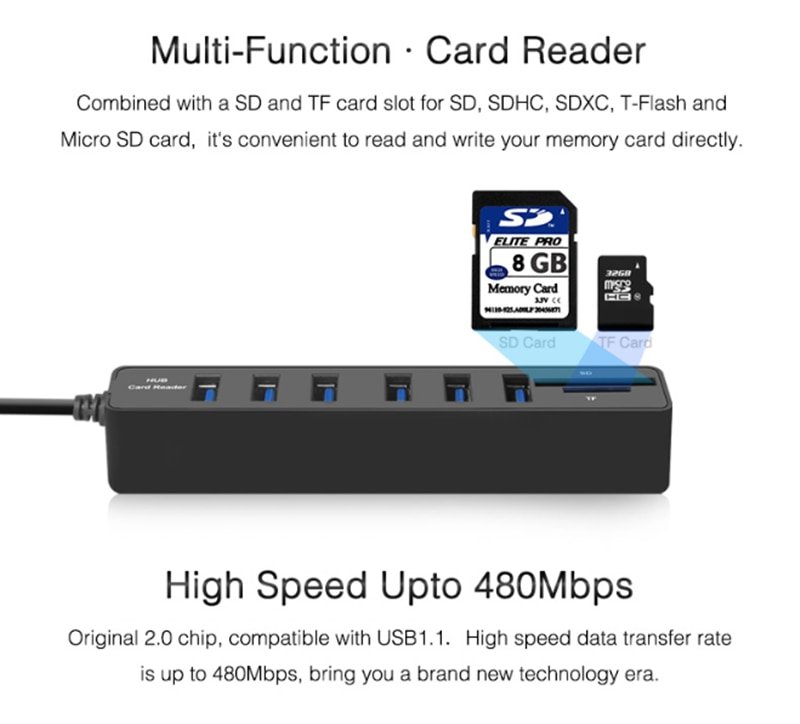 USB Hub 3.0 Multi USB 3.0 Hub USB Splitter High Speed 3 / 6 Ports Hab TF SD Card Reader All In One For PC Computer Accessories - Image 2