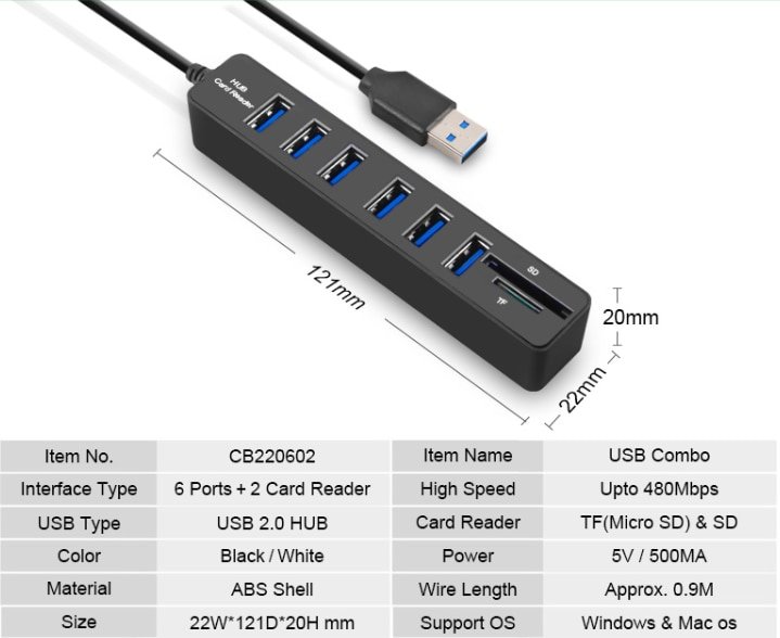 USB Hub 3.0 Multi USB 3.0 Hub USB Splitter High Speed 3 / 6 Ports Hab TF SD Card Reader All In One For PC Computer Accessories - Image 5