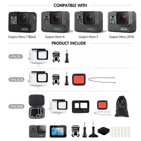 Vamson for Gopro Hero 7 6 5 Accessories Waterproof Protection Housing Case Diving 45M Protective For Gopro Hero 6 5 Camera VP630 - Image 2