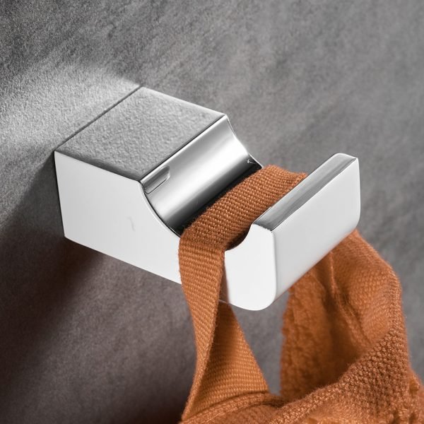 White +Chrome Zinc Alloy Towel Ring Robe Hook Toilet Brush Holder Towel Bar Bathroom Accessories Set Paper Holder FM-5700WL - Image 4