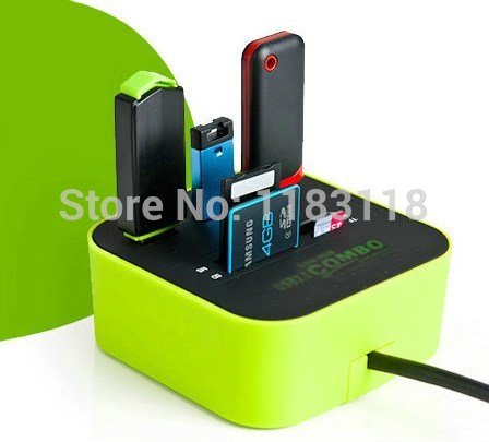 Zimoon Store 3 port usb hub 2.0 HUB with Micro multi card reader for SD/MMC/M2/MS/MP Computer Accessories