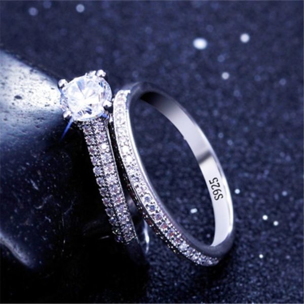 100% 925 Sterling Silver Rings for Women Double Simple Design Ring Bijoux Femme Bridal Wedding Jewelry Engagement Accessories - Image 4