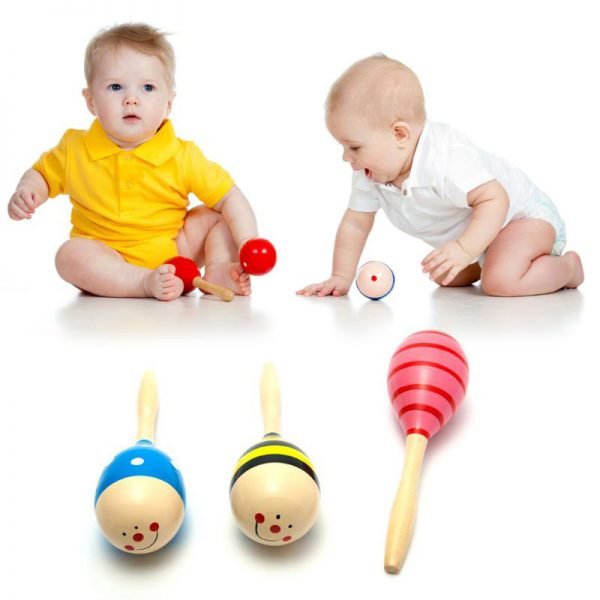 1PC Baby Wooden Ball Toys Baby Rattles Sand Hammer Musical Toy Instrument Sound Maker Baby Attetion Training Toy Random Color - Image 2