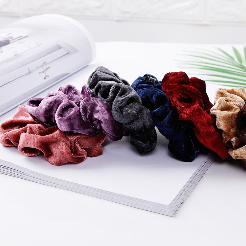 1PC Women Elegant Velvet Solid Elastic Hair Bands Ponytail Holder Scrunchies Tie Hair Rubber Band Headband Lady Hair Accessories - Image 5