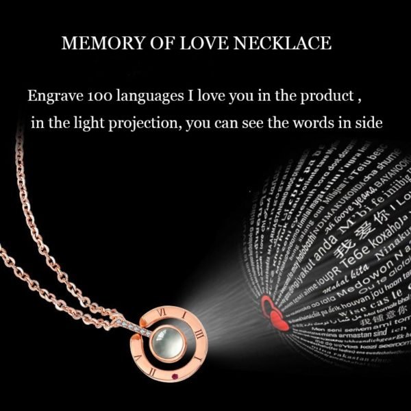 2018 New Rose Gold Silver 100 Language I love You Necklace Memory Projection Pendant Wedding Letter Necklace Drop Shipping - Image 4