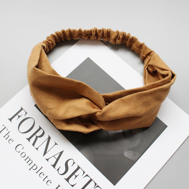 2018 New Women Spring Suede Soft Solid Headbands Vintage Cross Knot Elastic Hairbands Bandanas Girls Hair Bands Hair Accessories - Image 5