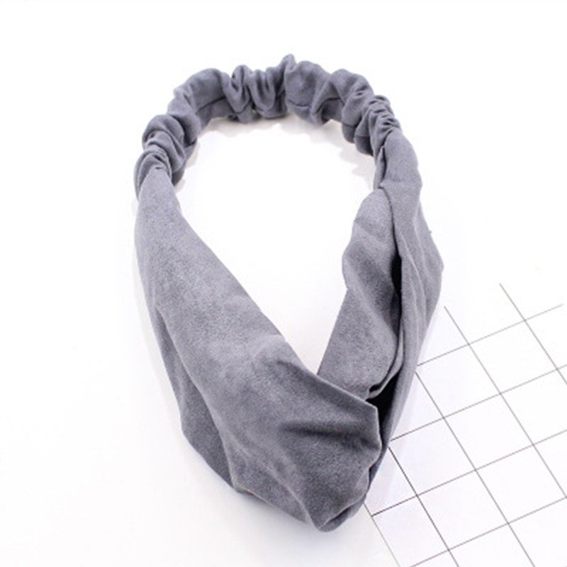 2018 New Women Spring Suede Soft Solid Headbands Vintage Cross Knot Elastic Hairbands Bandanas Girls Hair Bands Hair Accessories - Image 6