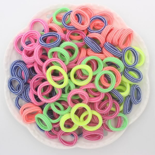 2019 NEW 100pcs/lot Spandex material Head rope hair accessories for girls kids elastic hair bands scrunchie (Striped colors mix) - Image 2