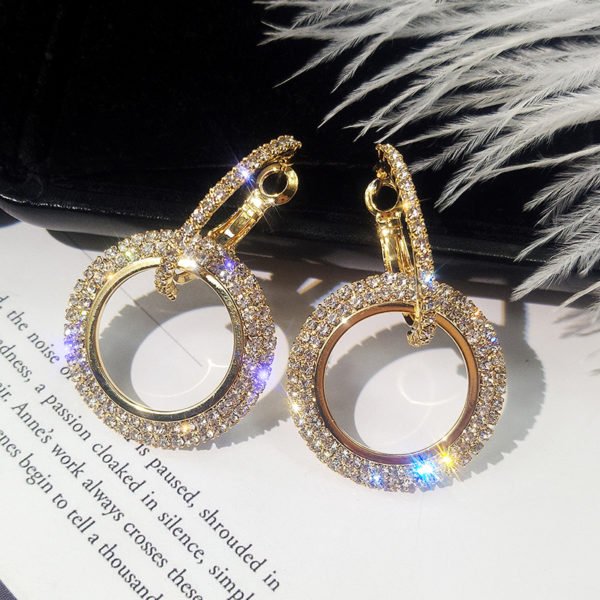 2019 NEW 925 silver needle rhinestone circle crystal from Swarovski long earrings temperament Korean personality wild earrings - Image 4