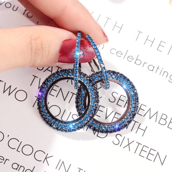 2019 NEW 925 silver needle rhinestone circle crystal from Swarovski long earrings temperament Korean personality wild earrings - Image 5