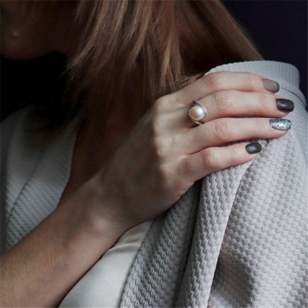 2019 Sale Brand Design Genuine 925 Sterling Silver Ring Jewelry Pearl 9-10mm Freshwater Pearl Ring - Image 2