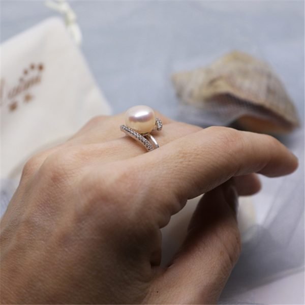2019 Sale Brand Design Genuine 925 Sterling Silver Ring Jewelry Pearl 9-10mm Freshwater Pearl Ring - Image 3
