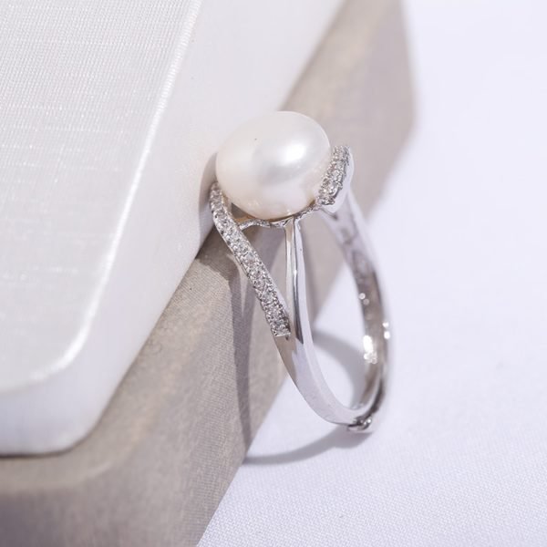 2019 Sale Brand Design Genuine 925 Sterling Silver Ring Jewelry Pearl 9-10mm Freshwater Pearl Ring - Image 5
