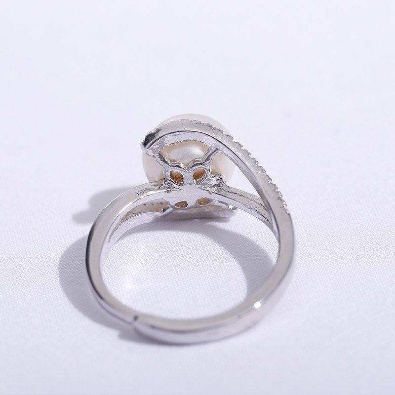 2019 Sale Brand Design Genuine 925 Sterling Silver Ring Jewelry Pearl 9-10mm Freshwater Pearl Ring - Image 6