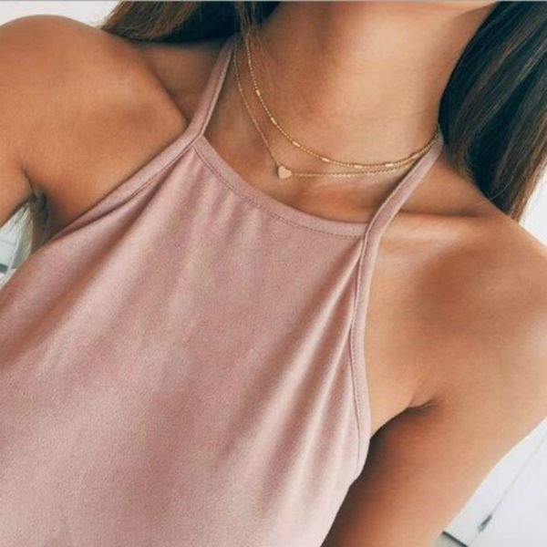 2019 Simple Love Heart Choker Necklace For Women Multi Layer Beads Chocker collar ras du cou collier femme Statement jewelry - Image 2