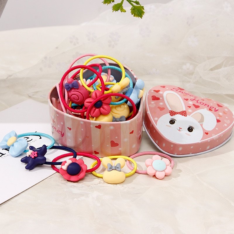 20pcs/Lot New Gift Box Packed Girls Cute Cartoon Elastic Hair Bands Headwear Scrunchies Rubber Bands Headbands Hair Accessories - Image 2