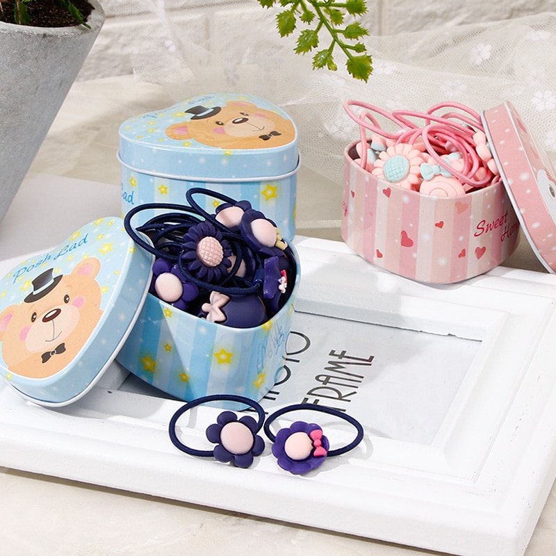 20pcs/Lot New Gift Box Packed Girls Cute Cartoon Elastic Hair Bands Headwear Scrunchies Rubber Bands Headbands Hair Accessories - Image 3