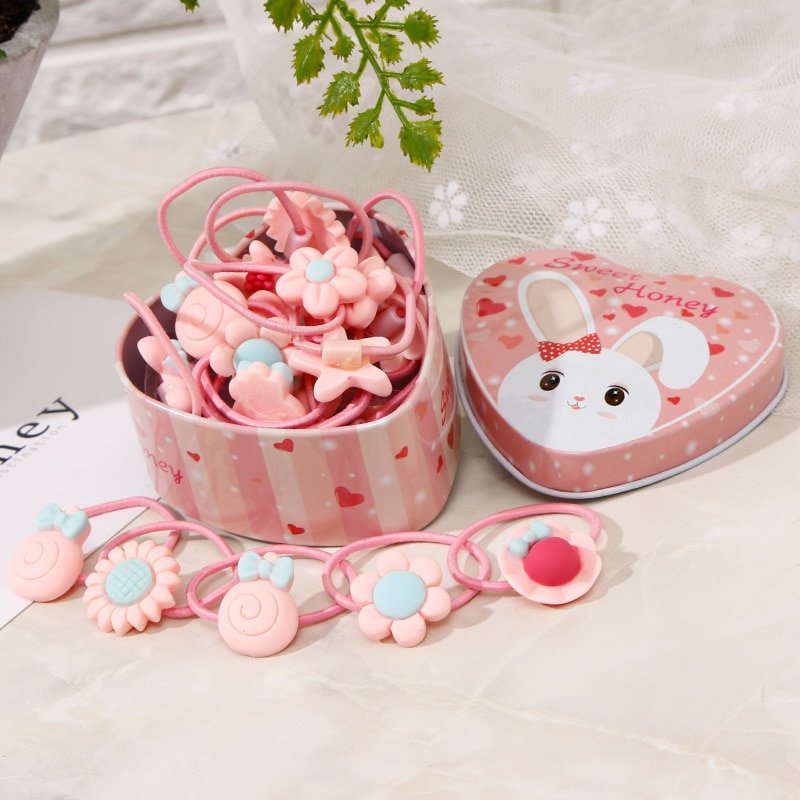 20pcs/Lot New Gift Box Packed Girls Cute Cartoon Elastic Hair Bands Headwear Scrunchies Rubber Bands Headbands Hair Accessories - Image 5