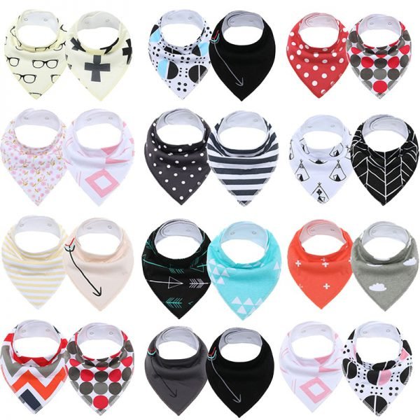 2Pcs/Lot Baby Bandana Bibs Extra Soft Natural Cotton Baby Drool Bib for Drooling and Teething Super Absorbent Baby Shower Gifts