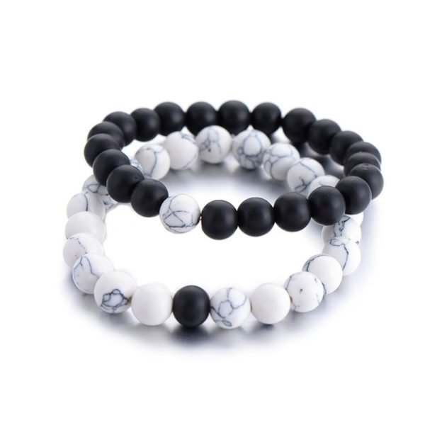 2Pcs/Set Couples Distance Bracelet Classic Natural Stone White and Black Yin Yang Beaded Bracelets for Men Women Best Friend Hot - Image 6